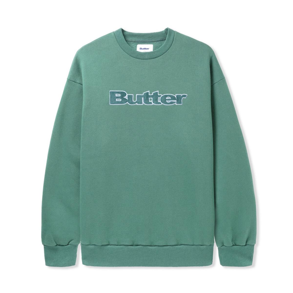 Butter Goods Cord Logo Crewneck Sweatshirt Jungle Wood