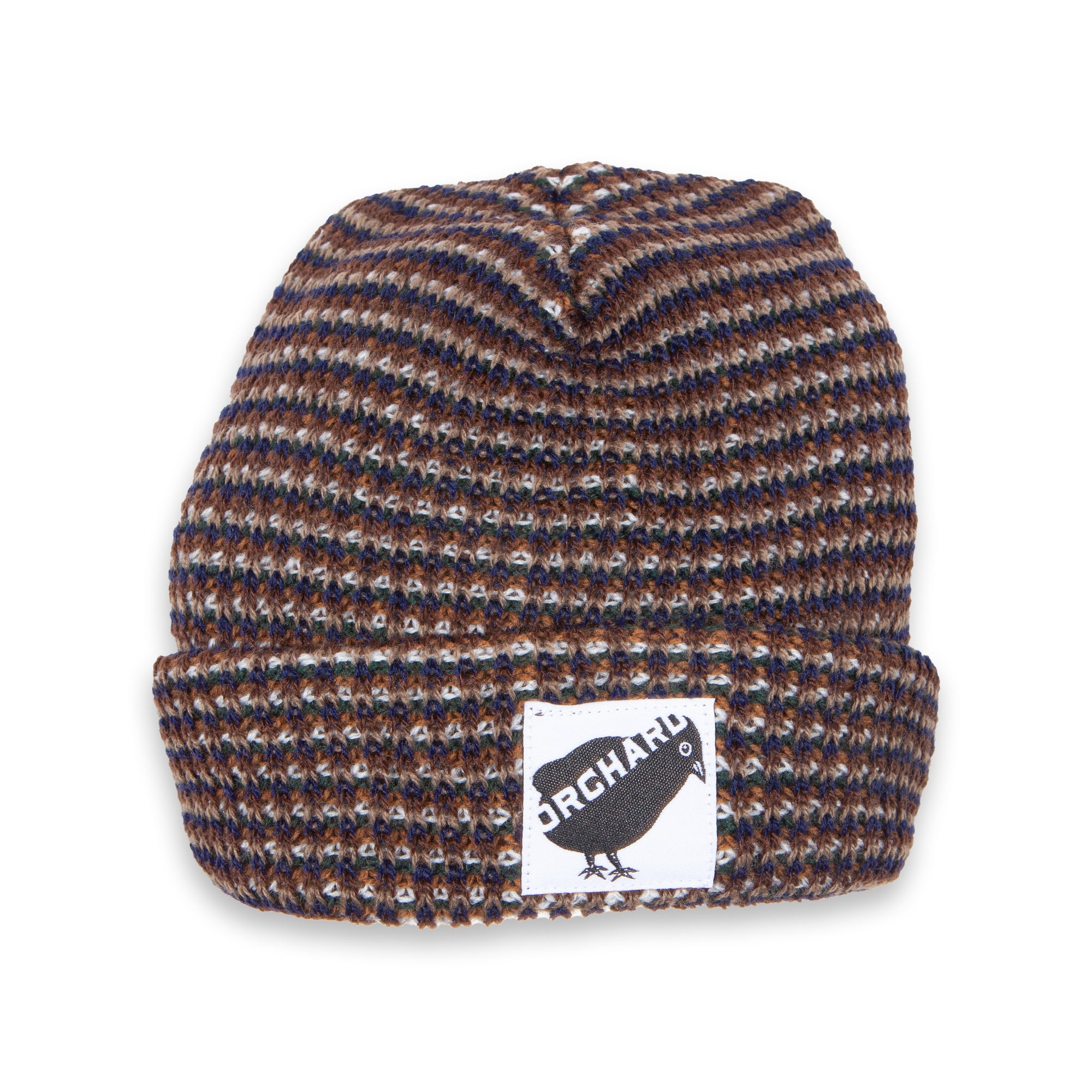 Orchard Bird Logo Short Cuff Beanie Olive/Brown/Blue Multicolor