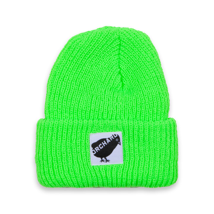 Orchard Bird Logo Short Cuff Beanie Safety Green