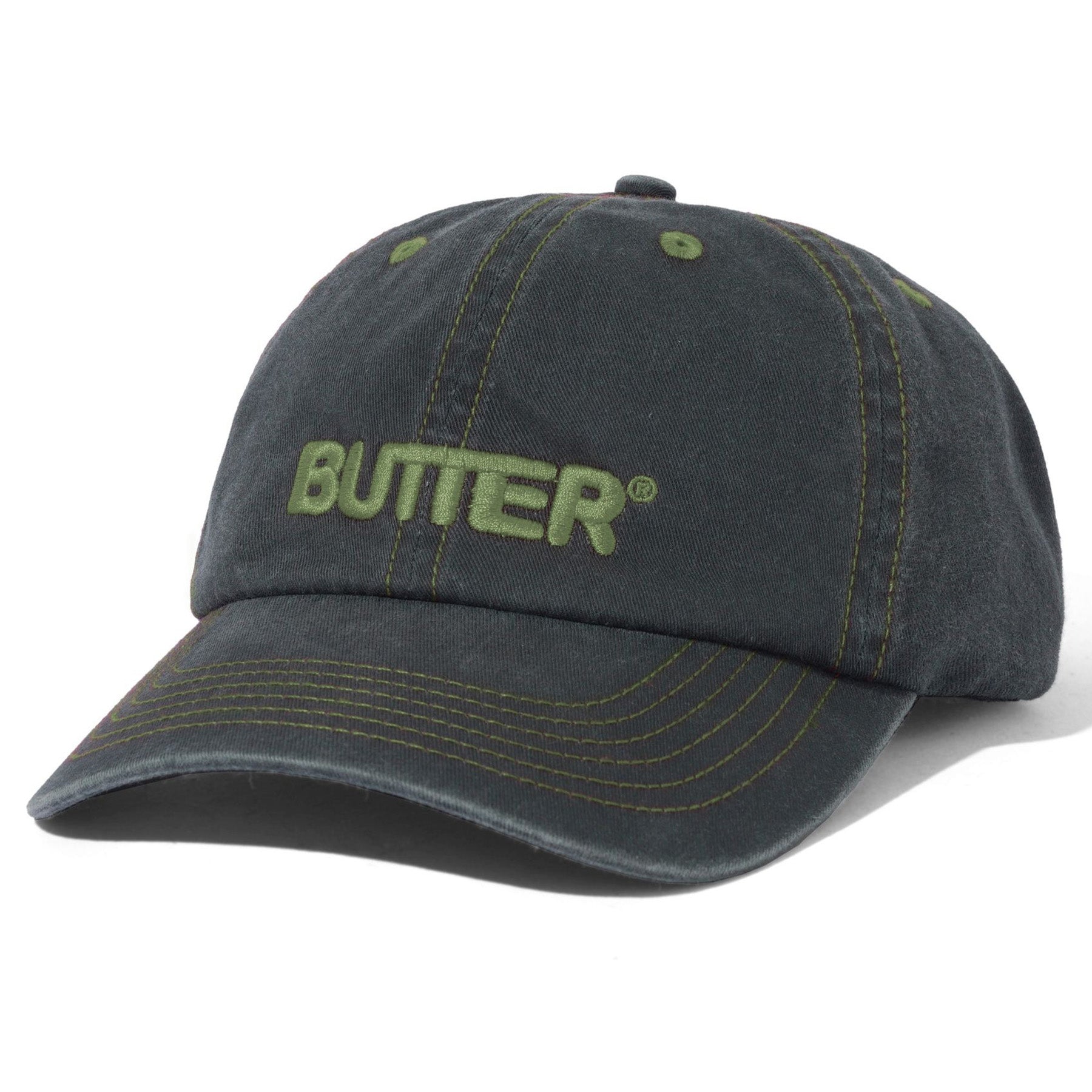 Butter Goods Rounded Logo 6 Panel Cap Washed Black