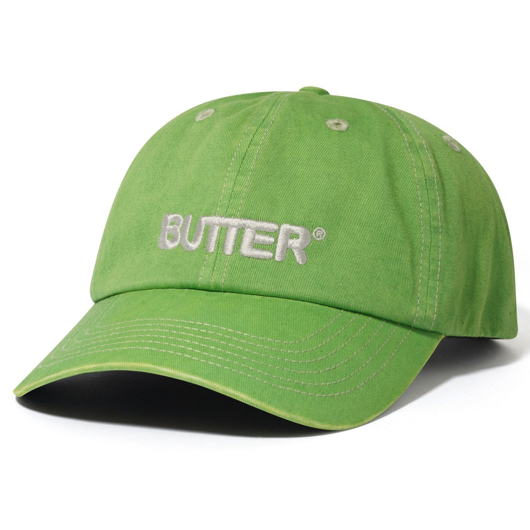 Butter Goods Rounded Logo 6 Panel Cap Washed Green
