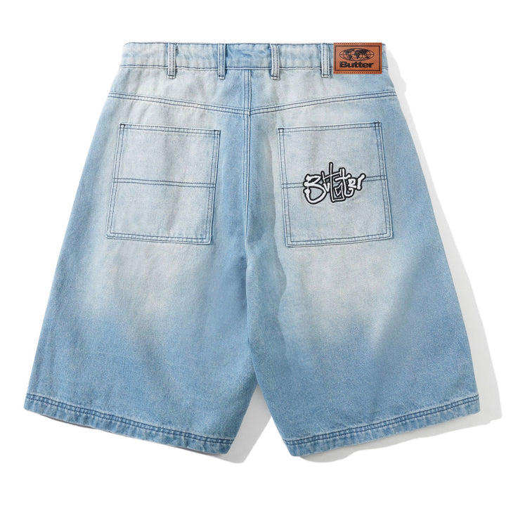 Butter Goods Scribble Denim Shorts Faded Light Blue