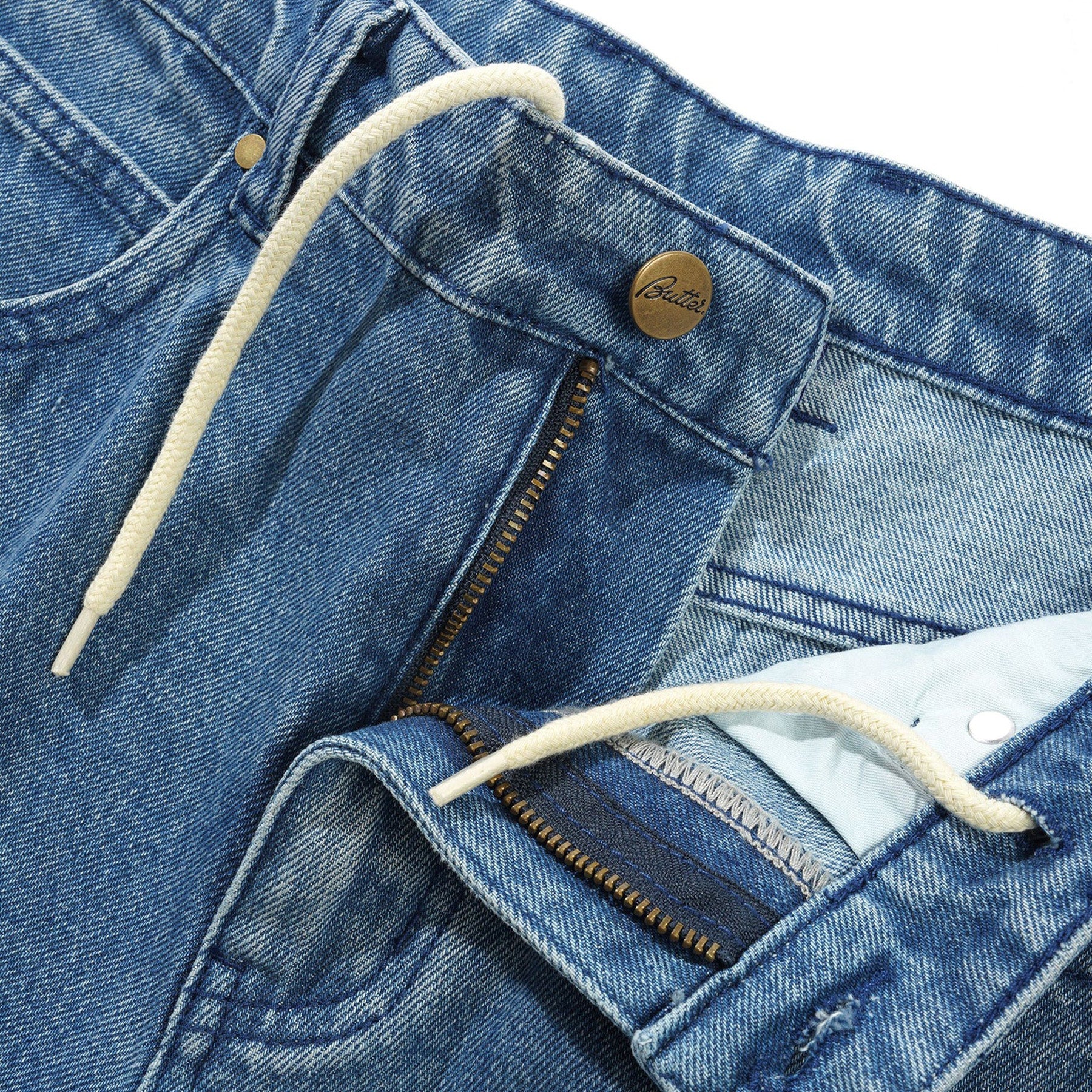 Butter Goods Straight Leg Denim Jeans Distressed Indigo