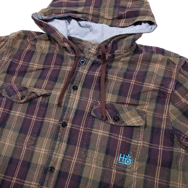 Overripe Habitat Hooded Flannel Shirt Brown XL (2005ish)
