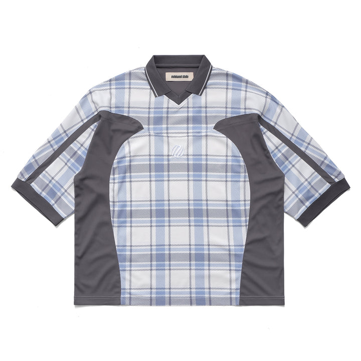 Metalwood Studio Paneled 3/4 Sleeve Polo Shirt Ice