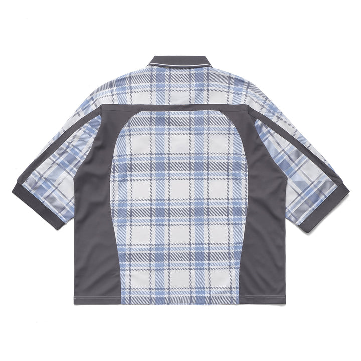 Metalwood Studio Paneled 3/4 Sleeve Polo Shirt Ice