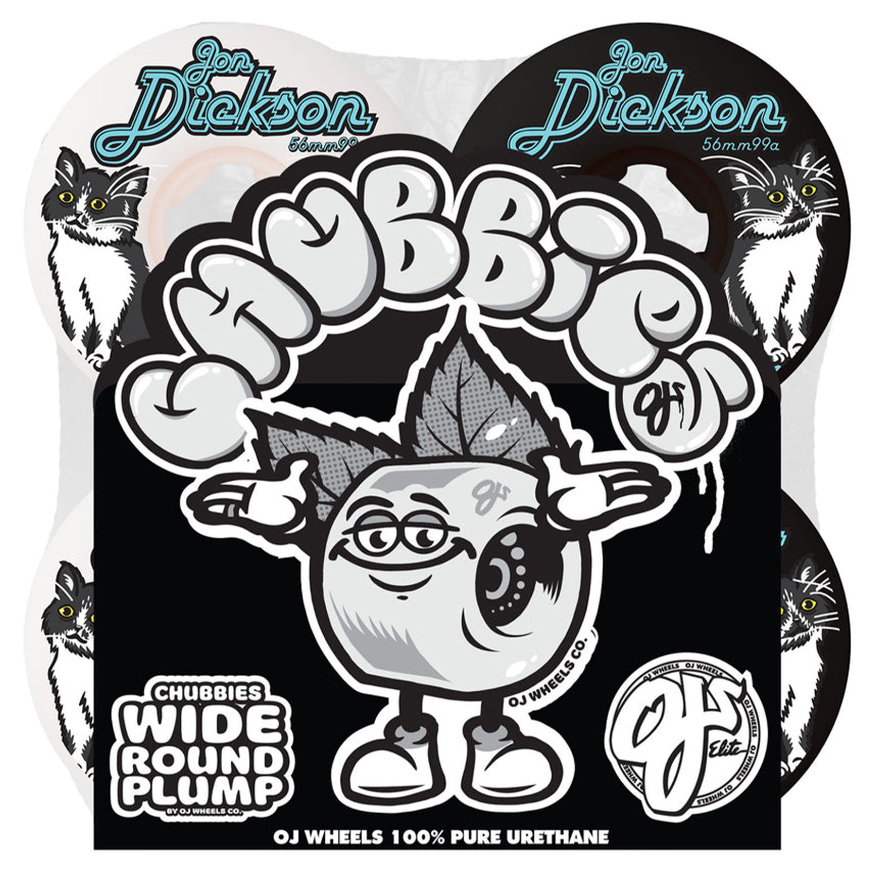 OJ Wheels Jon Dickson Cat Chubbies White/Black 56mm 99a