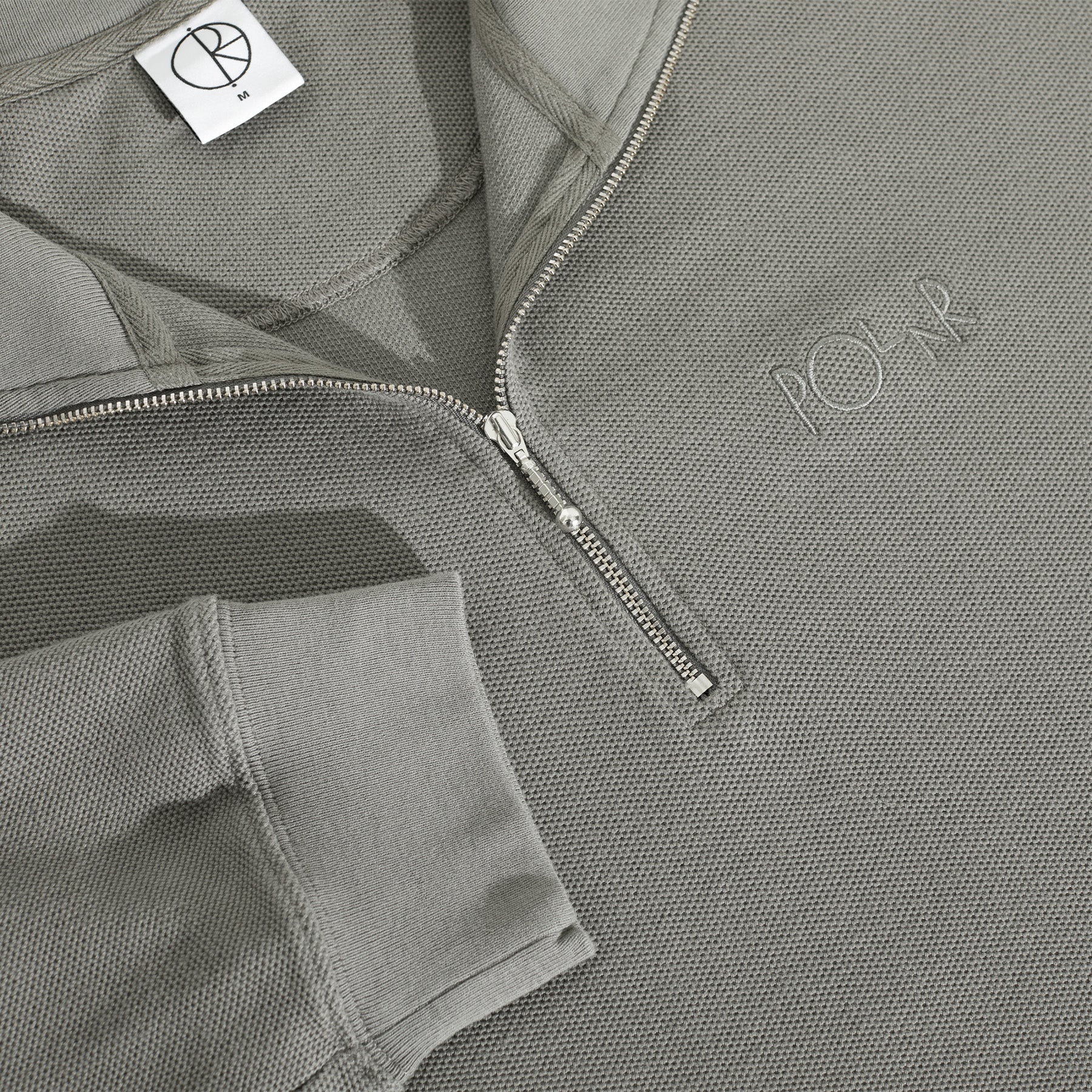 Polar Skate Co, Half Zip LS Shirt Pique Grey