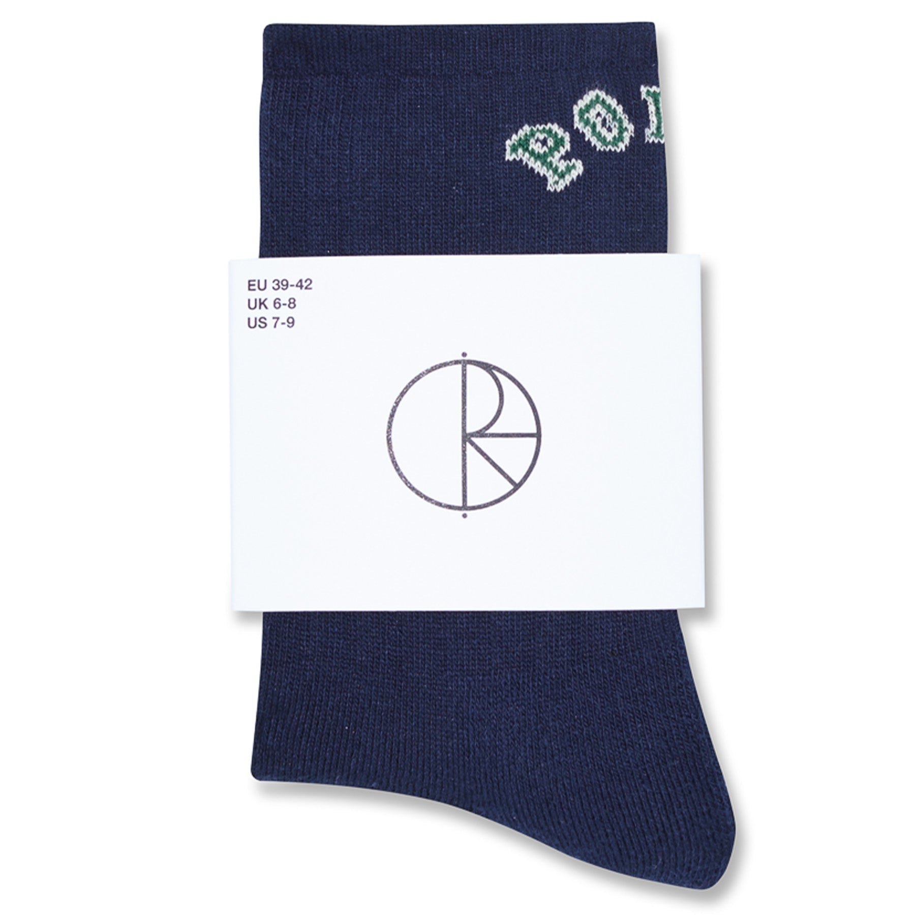 Polar Skate Co. Large Rib Socks College Logo Dark Blue