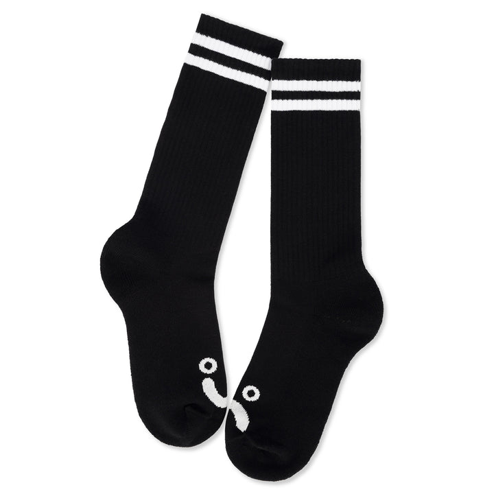 Polar Skate Co. Rib Socks Long Happy Sad Black