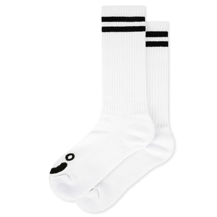 Polar Skate Co. Rib Socks Long Happy Sad White