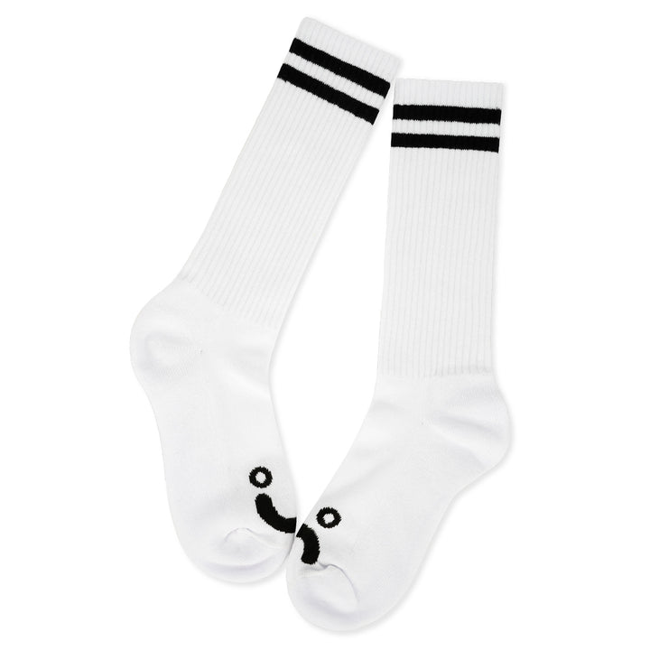 Polar Skate Co. Rib Socks Long Happy Sad White