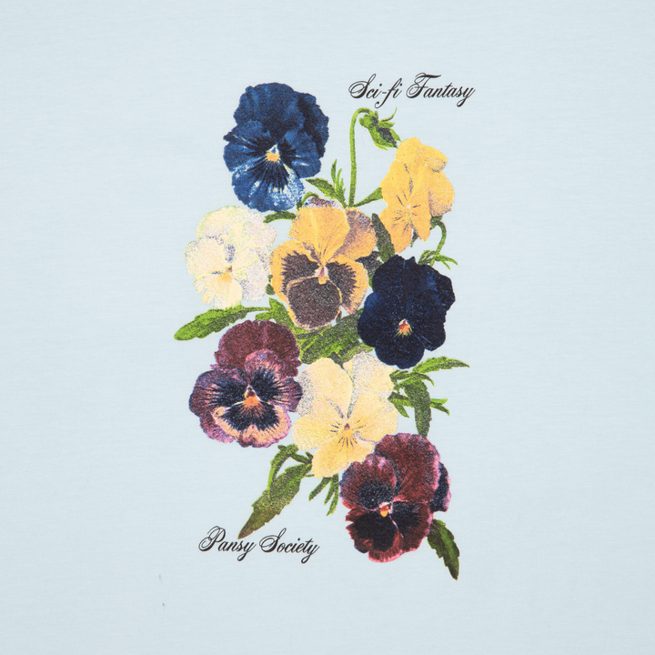 Sci-Fi Fantasy Pansy Society Tee Soft Blue