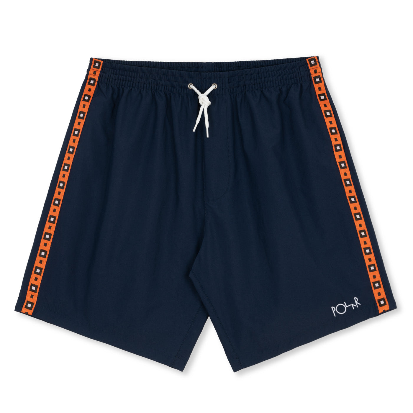 Polar Skate Co Swim Shorts Square Stripe Navy/Orange