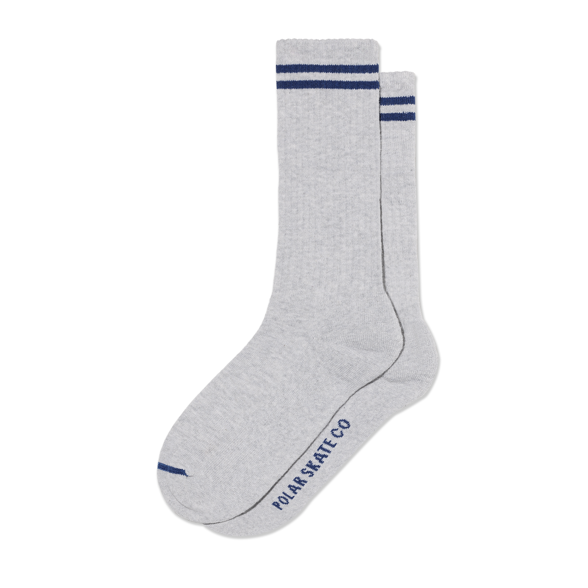 Polar Skate Co. Long Rib Socks 2 Stripes Heather Grey/Blue