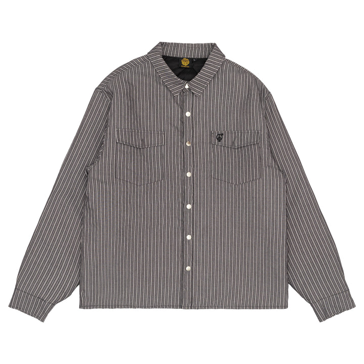 Sexhippies Insulated Snap Striped Work Shirt Grey/Black/White