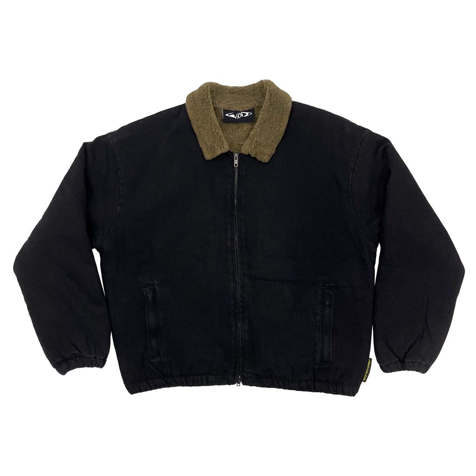 WKND Sherpa Lined Denim Zip Jacket Washed Black