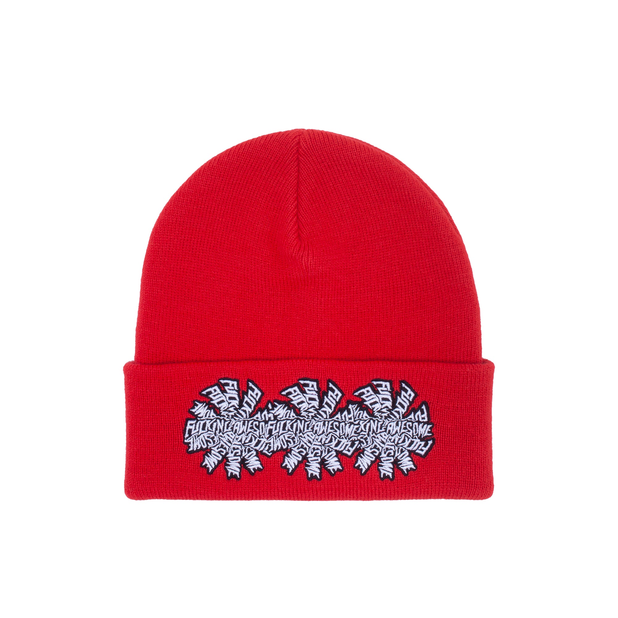 Fucking Awesome Three Spiral Cuff Beanie Red
