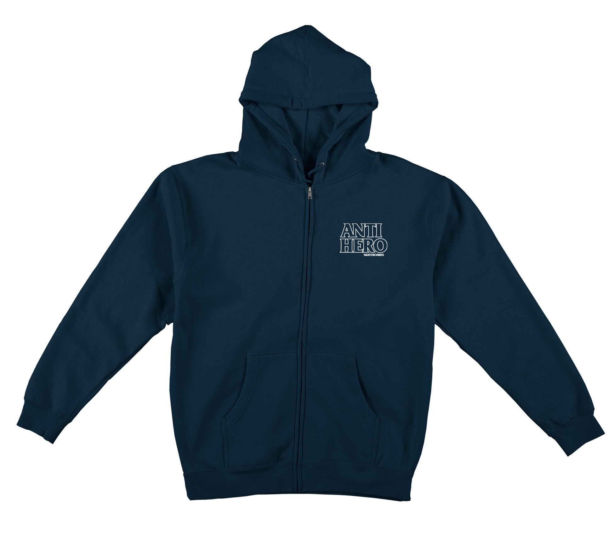 Anti Hero Lil Black Hero Outline Embroidered Zip Hoodie Navy