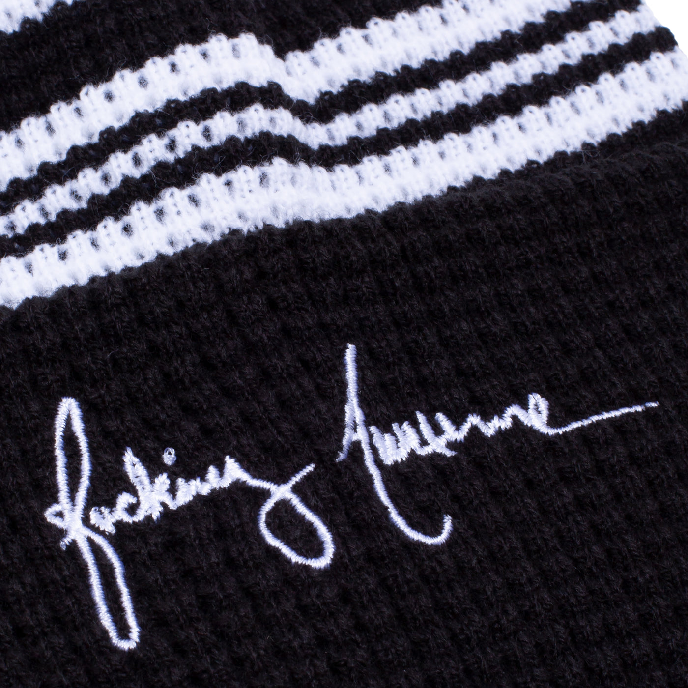 Fucking Awesome Cursive Waffle Cuff Beanie Black