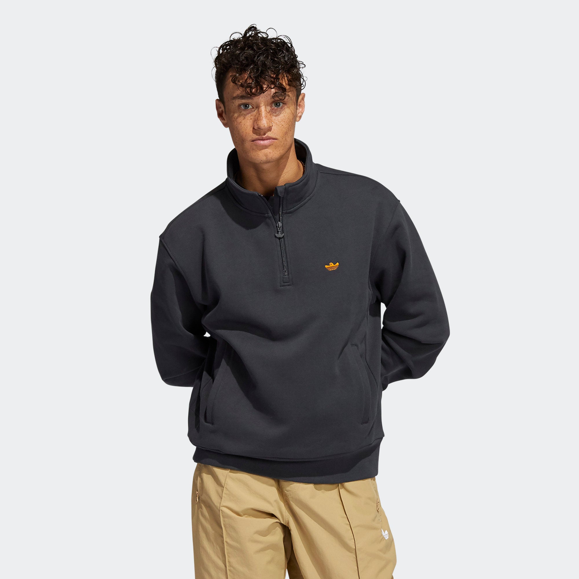 Adidas Heavyweight Shmoofoil 1/4 Zip Sweatshirt Carbon/Focus Orange