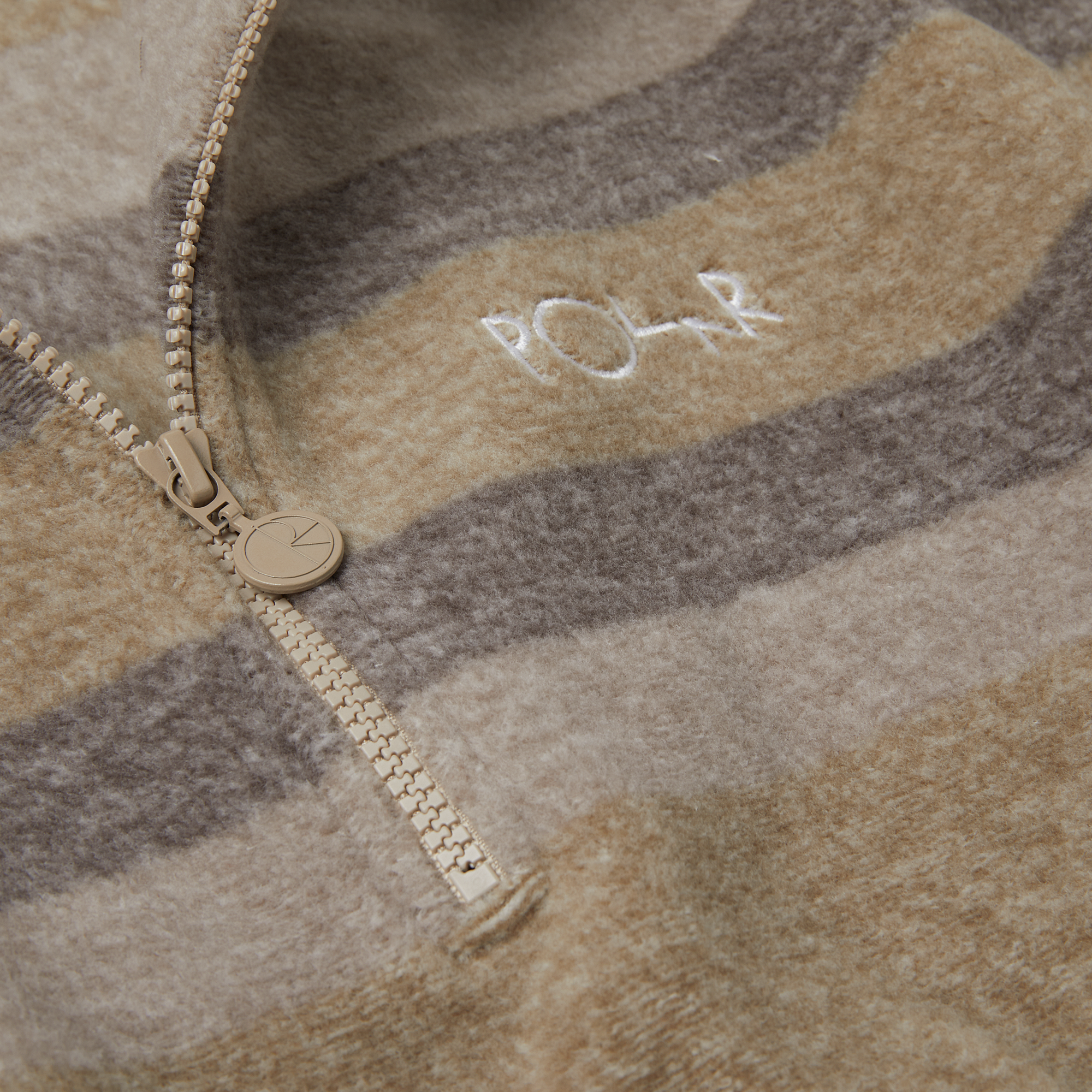 Polar Multi Stripe Fleece Pullover Light Brown