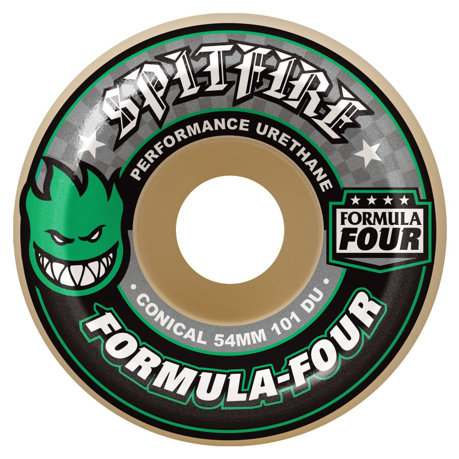 Spitfire Wheels Formula Four F4 101D Conical Green Print 53mm