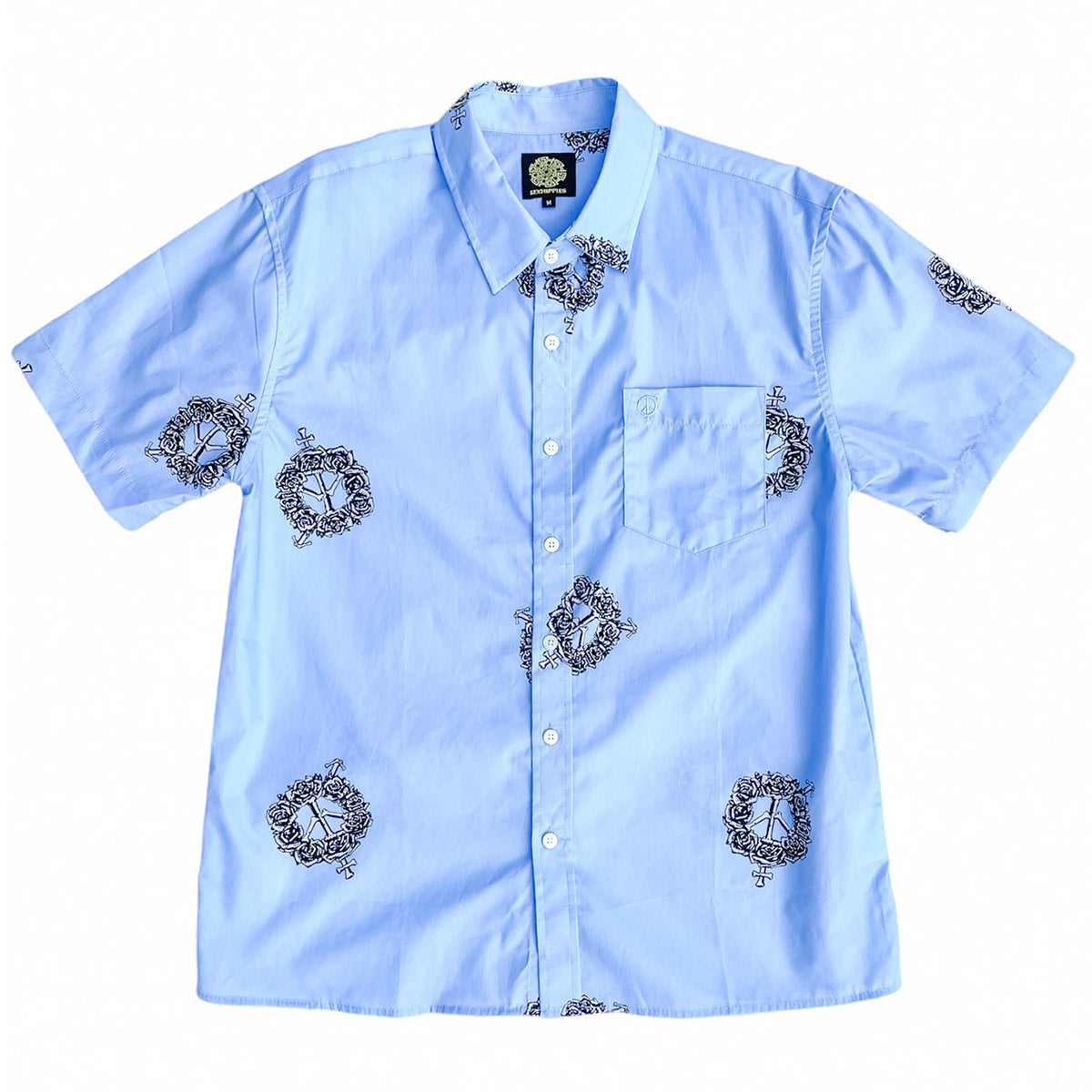 Sexhippies Rose Bone SS Button Up Blue